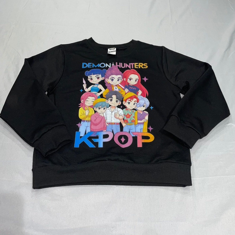 Digiprint Apparel Kids Demon Hunters K-Pop Graphic Sweatshirt Black Size 130 (M)
